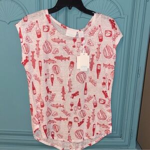 NWT Cynthia Rowley Linen Italian vacation print top size small